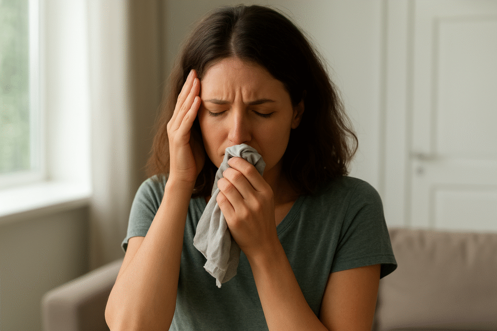 Woman notices unpleasant smell