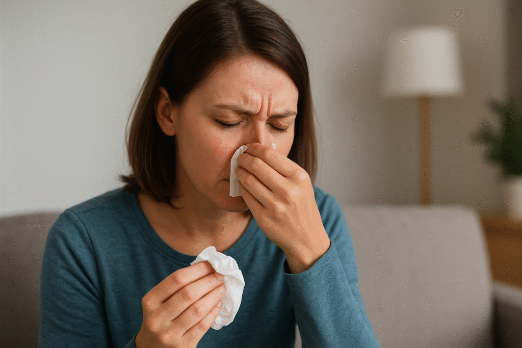 woman with allergies